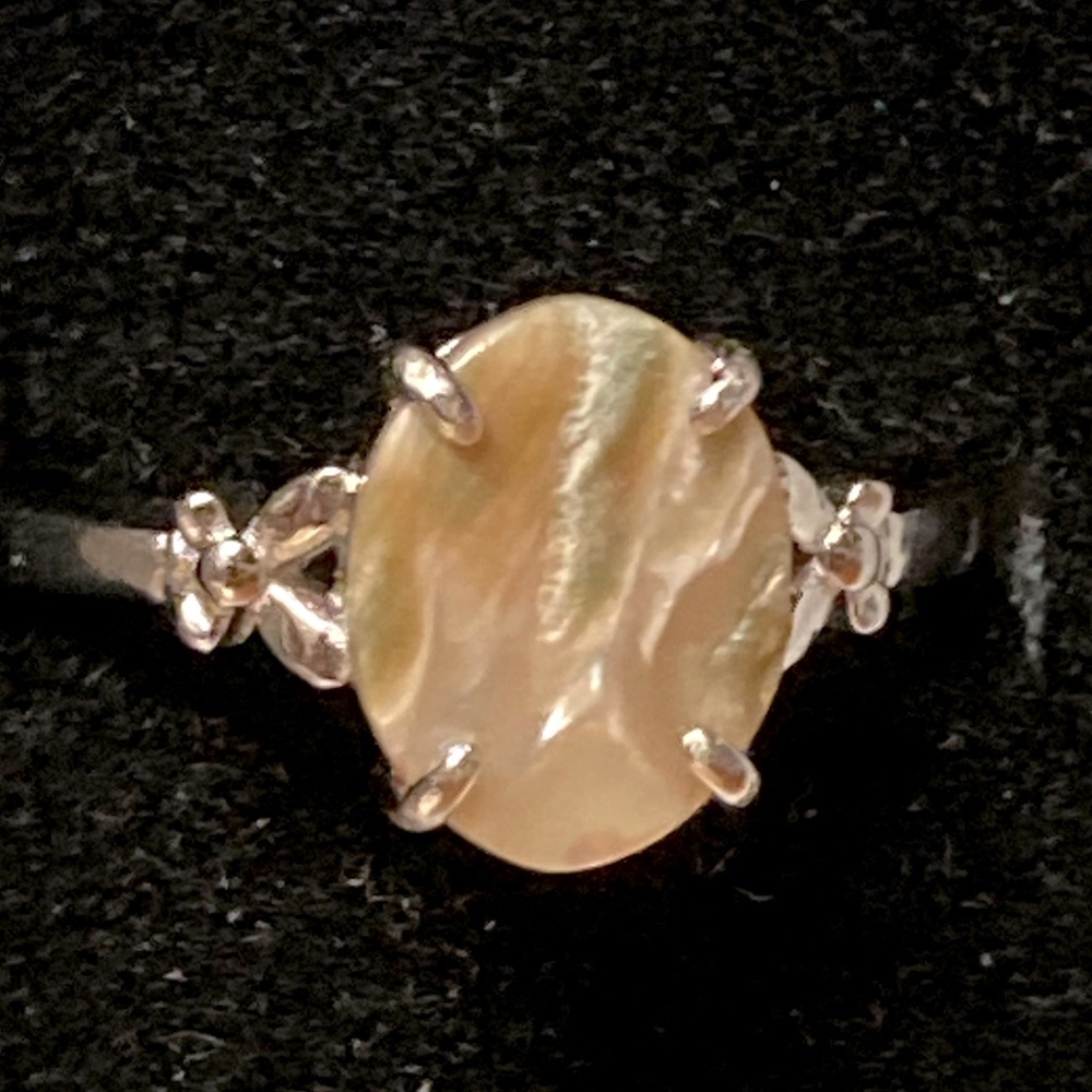 NEW Adjustable Mother of Pearl Sand Abalone Silver Ring - Picture 1 of 4